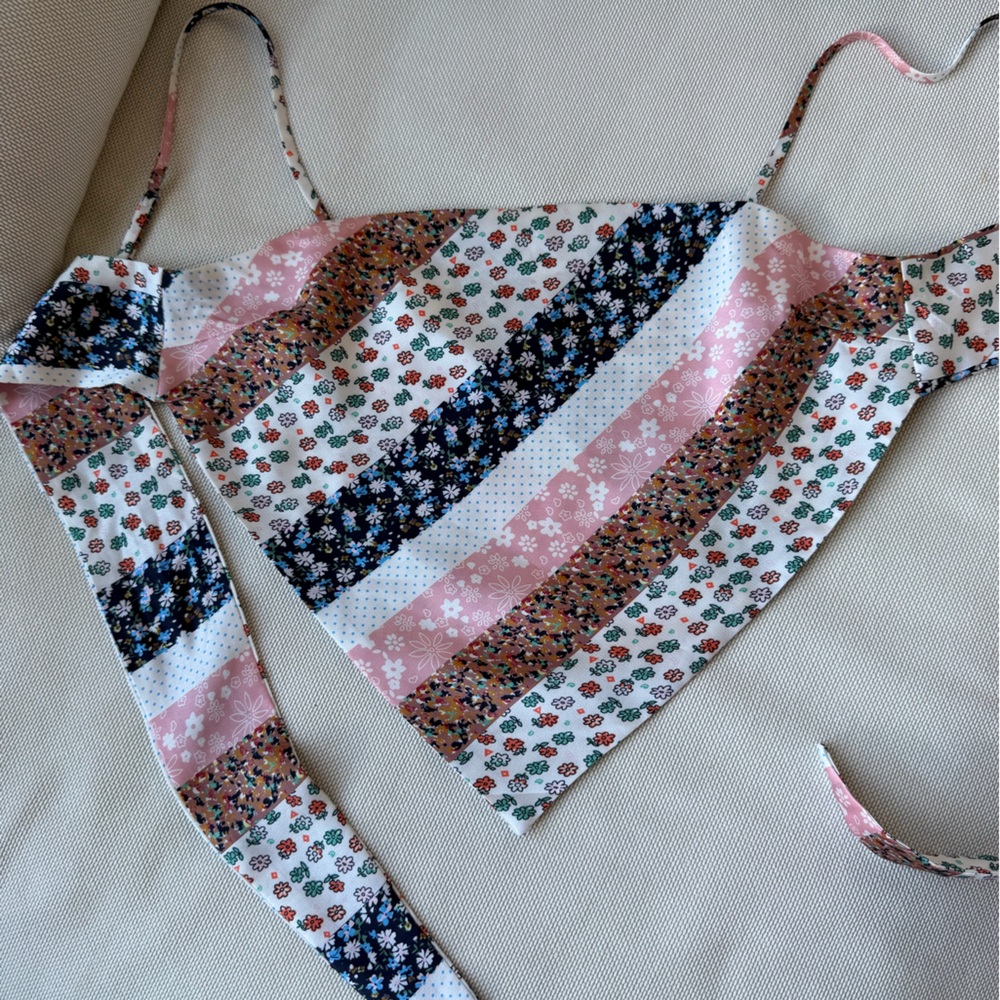 Princess Polly Pink, White, Navy & Brown Floral Bandana Top